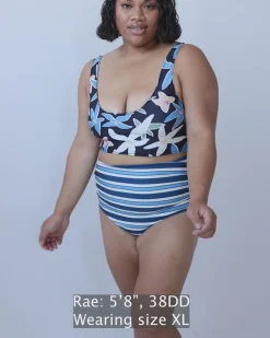 Nani Swimwear Swim Bottoms|Monica Stripe Ruched High Rise Bottom